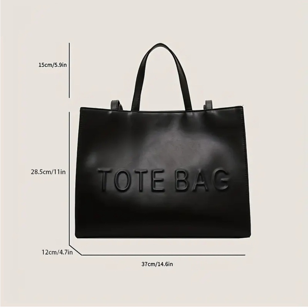 Unbranded Sleek Large Capacity Tote with “TOTE BAG" Logo  - NIP - Picture 12 of 16